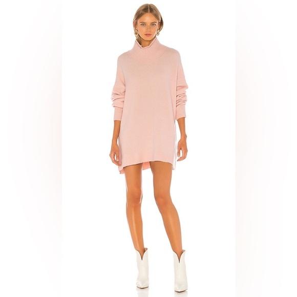 Free People Afterglow Mock Neck Sweater Dress Light Pink - Picture 1 of 9